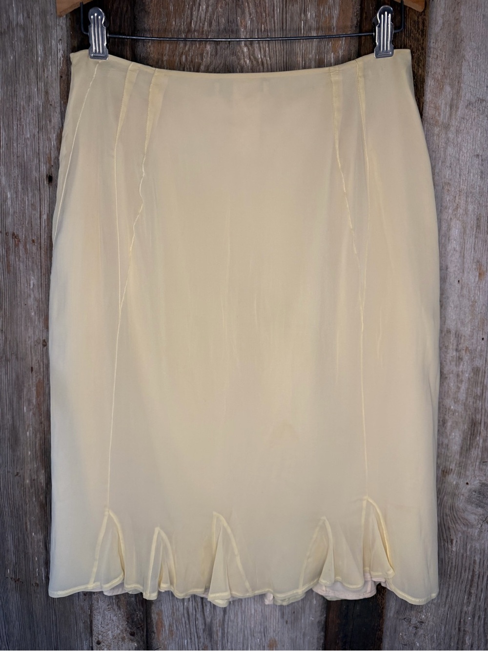 Jil Sander Silk Skirt Italy Pale Yellow Y2K Minimalist Luxe Midi Size 38/Small - Picture 7 of 16